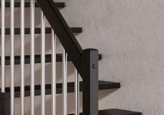 Schody Linea — detal: Mocowanie pochwytu do słupka balustrady